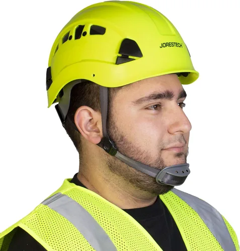 Vista 9 de JORESTECH - Casco de ABS para trabajar en altura y rescate con ranura ventilada con trinquete ajustable de suspensión de 6 puntos ANSI Z89.1-14