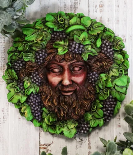 Ebros Gift Oberon Zell - Placa de pared con diseño de dios del vino griego, dios, dios, baco y espíritu de la vid, 5.25 pulgadas de diámetro, Wicca