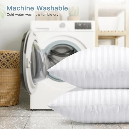 Vista 9 de OTOSTAR Paquete de 4 cojines impermeables de alta calidad, 12 x 20 pulgadas, rellenos de almohada decorativos a rayas para exteriores, rellenos