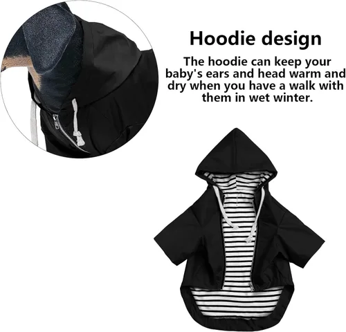 Vista 4 de Chaqueta impermeable para perros, impermeable, para razas pequeñas y medianas, cierre de cremallera, bolsillo de almacenamiento, agujero para arnés