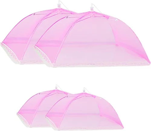 Paquete de 4 cubiertas de malla emergentes para alimentos, 2 x 17 pulgadas y 2 x 12 pulgadas, plegables y reutilizables, para tiendas de campaña,