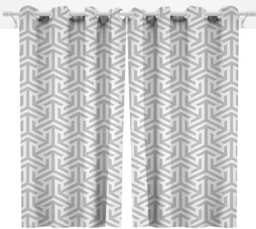 Vista 3 de Cortinas pastel para Sala Elegantes Modernas, 2 paneles de líneas geométricas, cortinas modernas para dormitorio, cortinas opacas de 63 pulgadas