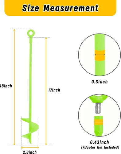 Vista 2 de Paquete de 4 anclajes de tierra de 18 pulgadas de largo, kit de anclaje de tierra con hoja en espiral, gancho de anclaje de metal resistente contra