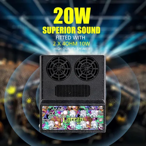 Vista 2 de Caline Amplificador de bajo, amplificador de graves portátil de 20 W para bajo, compresor, efecto de aumento, mini amplificador combinado de graves