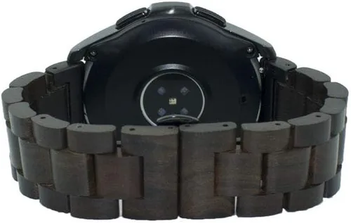 Vista 4 de Correa de 0.78 pulgadas compatible con Samsung Galaxy Watch/Gear S2 S3/Active/Active 2, correa de acero inoxidable de madera natural para Samsung