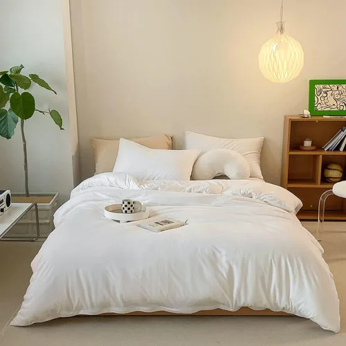 Vista 14 de CLOTHKNOW Juego de edredón de 3 piezas a cuadros color beige óxido, tamaño Full, juego de ropa de cama de cuadros edredón terracota con 2 fundas