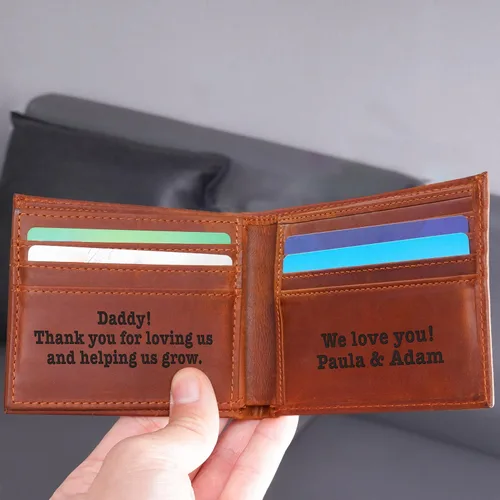 Vista 7 de Custom Gifts for Fathers Day, Custom Gifts for Men, Personalized Initials Name & Inside Text, Customizable Monogram Men Wallet, Valentine Gift for