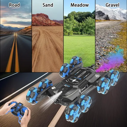 Vista 6 de 8WD - Autos de control remoto con detección de gestos – 2.4Ghz 360° rotación de 360° con aerosol, luz y sonido, transformación de deriva de escalada
