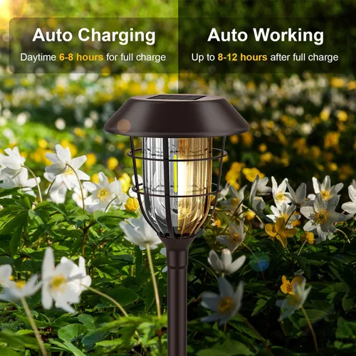 Vista 4 de SOLARBABY Metal Solar Pathway Lights Outdoor,2 Pack Brighter Solar Lights Outdoor Waterproof for Yard,Solar Garden Lights Landscape Lighting for