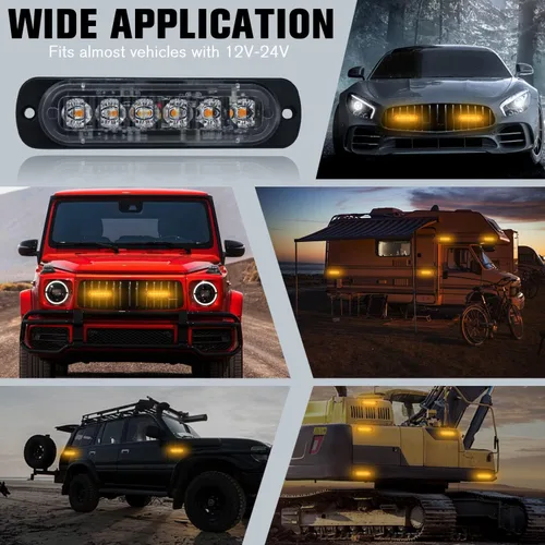 Vista 6 de DIBMS Luces estroboscópicas de advertencia LED, 8x luz de advertencia estroboscópica amarilla ámbar, luz de emergencia intermitente, precaución, luz