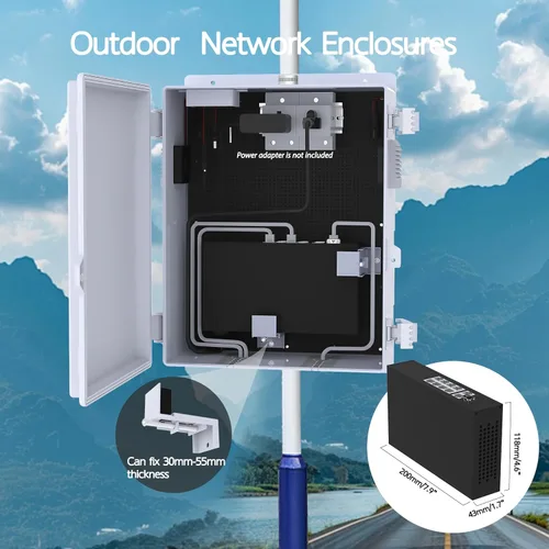 Vista 4 de Caja eléctrica al aire libre, caja de conexiones eléctricas impermeable IP65 carcasa de plástico ABS con ventilador y termostato, placa de montaje