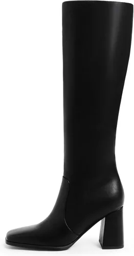 Vista 2 de Modatope Botas altas hasta la rodilla para mujer, tacón grueso, punta cuadrada, botas altas para mujer, tacón alto, cremallera lateral, botas largas