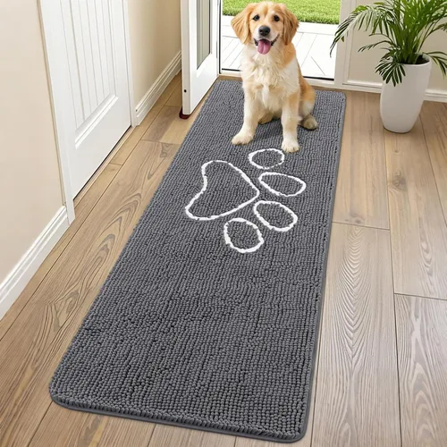 Vista 226 de Smiry Tapete para puerta de perro para patas fangosas, absorbente que atrapa la suciedad, antideslizante, de secado rápido, lavable, tapete
