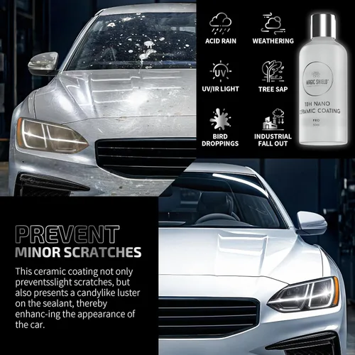 Vista 5 de Magic Shield Revestimiento de cerámica PRO 10H – Autorreparable Larga duración para 2 coches + Protección avanzada de SiO2 Fácil aplicación