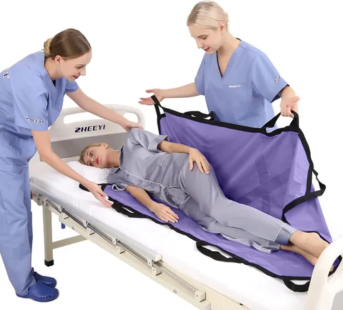 Vista 8 de Almohadilla de cama multiusos de 55 x 36 pulgadas con asas reforzadas, sábana para paciente reutilizable y lavable para girar, levantar y Negro