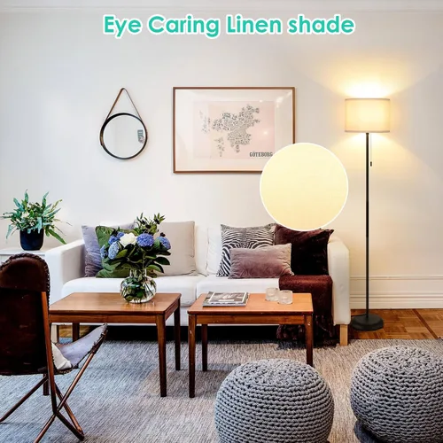 Vista 6 de FOLKSMATE Lámpara de pie para sala de estar, lámpara de pie LED moderna y simple, lámpara alta minimalista para dormitorio, sala de estar, oficina