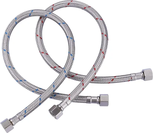 Vista 7 de Líneas de suministro de grifo de 3/8 a 3/8 pulgadas rosca de compresión hembra 1 par, manguera de grifo ARCORA de 9 pulgadas conecta el fregadero