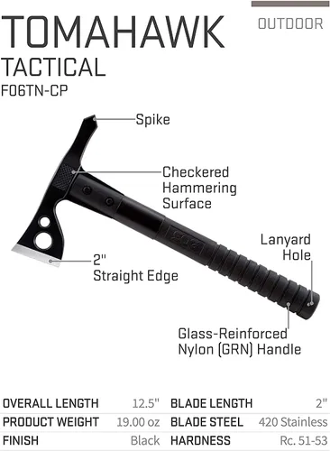Vista 2 de SOG Specialty Knives & Tools F06TN-CP hacha de acero con hoja de 2 pulgadas y vaina de nailon color negro