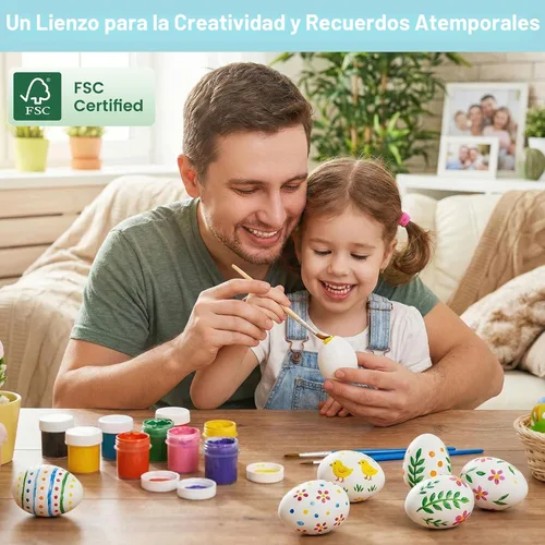 Vista 2 de Huevos de Pascua de madera de SallyFashion, huevos falsos, 9 piezas, color blanco