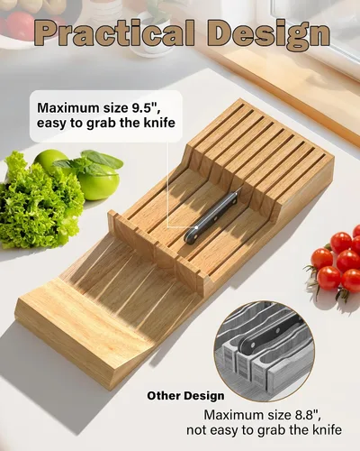 Vista 4 de [Usado] Cook N Home Basics - Soporte para cubiertos de madera duradero, organizador de bloques de almacenamiento de cuchillos, hecho de madera