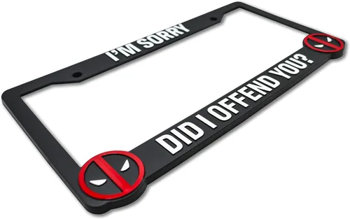 Vista 2 de ¿Te ofendí? para marco de matrícula elevado 3D de Deadpool (coche, camión y SUV)