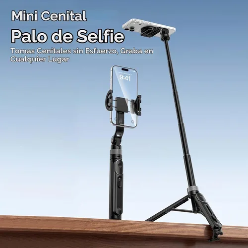 Vista 9 de ULANZI TT86 - Trípode magnético para iPhone 17, palo selfie extensible de 35 pulgadas con control remoto, clip de teléfono 2 en 1 y soportes dobles