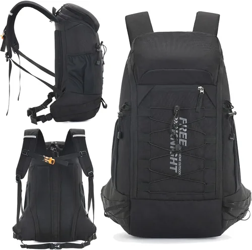 Vista 2 de Bseash Mochila impermeable de 40L para senderismo y campamento con cubierta para lluvia, mochila de viaje para deportes al aire libre, mochila