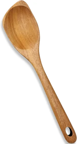 Vista 9 de Cucharas de madera grandes de acacia para utensilios de cocina, espátulas de bambú no tóxicas para utensilios de cocina, cuchara de servir