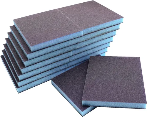 Vista 14 de 4 esponjas de lijado de grano 60, bloques de lijado gruesos, lavables y reutilizables, esponja de papel de lija seco húmedo para madera, metal