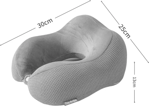 Vista 5 de Almohada de viaje – Almohada de cuello para viajes, almohada de apoyo portátil de espuma viscoelástica, cómoda y ligera, paquete rápido para Gris