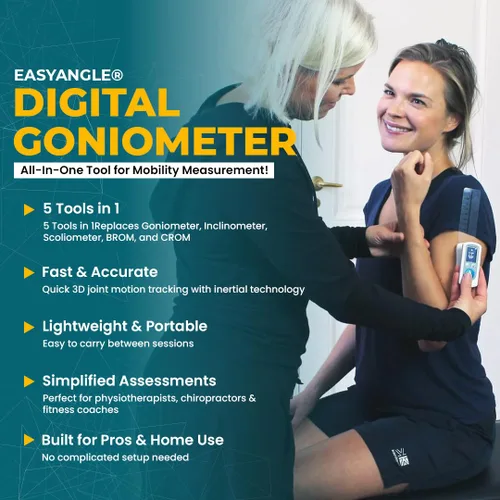 Vista 3 de EasyAngle® Goniómetro digital: un dispositivo para reemplazar el goniómetro, inclinómetro, BROM, CROM y Scoilómetro Herramienta todo en uno