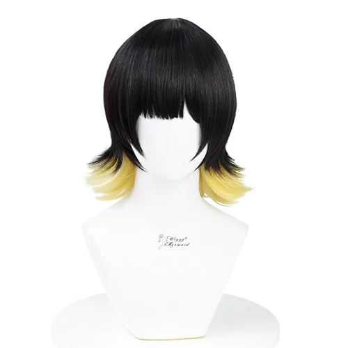 Vista 10 de Wiggy Mermaid Peluca corta de color naranja, peluca de pelo recto de jengibre para mujer Short Orange Side Part Anime Cosplay Hair Wig for Halloween