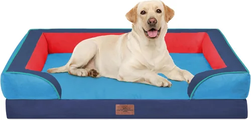 Vista 49 de Comfort Expression Cama ortopédica para perros extra grandes de 45 x 35 pulgadas, cama para mascotas XL de espuma tipo caja de huevos impermeable