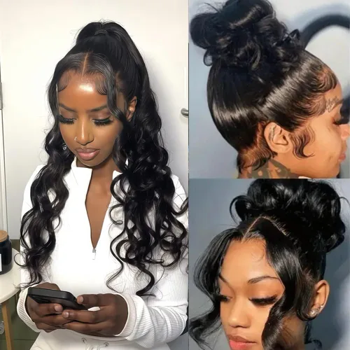 Vista 16 de Pelucas cortas de cabello humano con encaje frontal de 13 x 4, pelucas de cabello humano prearrancadas para mujeres negras, peluca corta sin