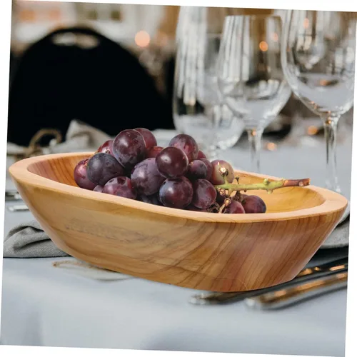 Vista 3 de TIDTALEO Bandejas de comida de decoración de madera Bandeja de fruta Tazón de pan de madera Bandeja pequeña Bandeja de madera Frutero de madera