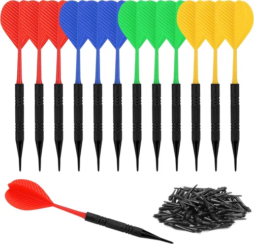 Accmor Soft Tip Darts, Bar Dart, Plastic Tip Darts Set, Attach Extra 100 Black 2BA Replacement Tips, Soft Tip Darts for Electronic/Plastic Dartboard