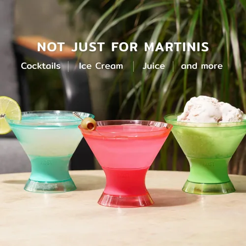 Vista 6 de HOST Freeze - Tazas de enfriamiento aisladas para Martini, juego de 2 vasos de cóctel de plástico con gel congelador de doble pared sin tallo, 9 oz