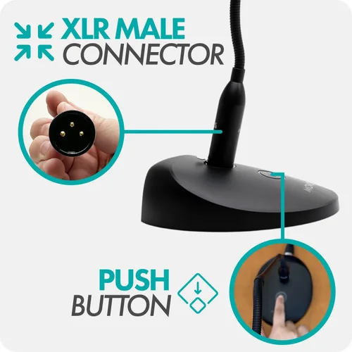 Vista 6 de Movo GM-9 Profesional micrófono XLR de cuello de cisne de 18 pulgadas para conferencias, transmisiones y reuniones en video