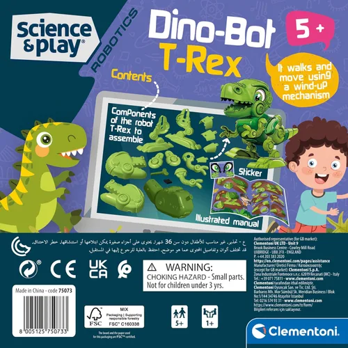 Vista 3 de Clementoni - Science & Play Dino Bot T-Rex Juego de construcción: robot educativo de juguete de dinosaurio para niños (8+ años)