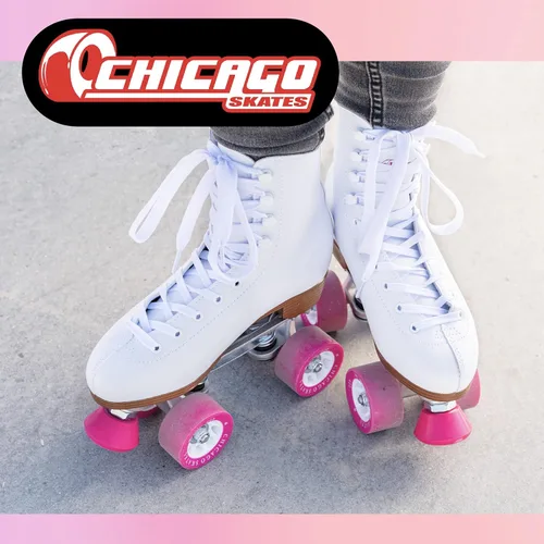 Vista 2 de CHICAGO Skates Premium White Quad Roller Skates for Girls Beginners Classic Adjustable High-Top Design for Indoor or Outdoor Skates and Roller Derby