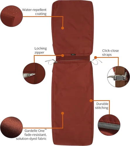 Vista 3 de Classic Accessories Ravenna - Funda de cojín resistente al agua para chaise de patio, 80 x 26 x 3 pulgadas, color especias, fundas para cojines
