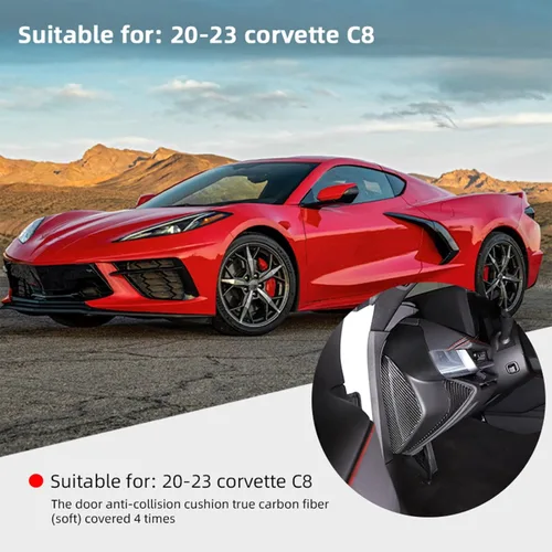 Vista 3 de Adhesivo decorativo suave de fibra de carbono real 3D para automóvil, antichoque, para salpicadero, puerta lateral, compatible con Corvette C8