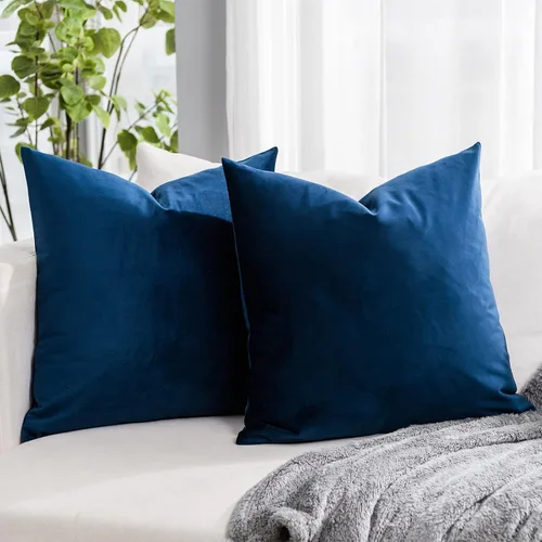 Vista 35 de Juego de 2 fundas de almohada de terciopelo suave negro de 14 x 14 pulgadas para sofá, cama, sala de estar, fundas decorativas de lujo cuadradas