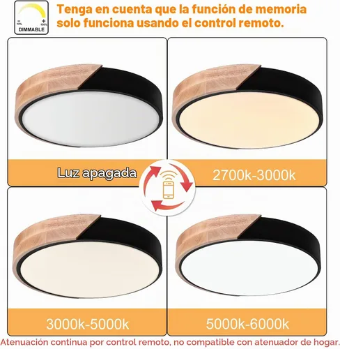 Vista 6 de EDISLIVE Lámpara de techo LED de vidrio nublado con montaje empotrado, luz blanca ajustable en 5 pasos, lámpara de techo redonda moderna de 11.4