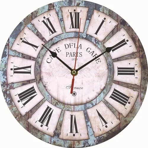 Vista 3 de Wood Wall Clock 12Inch Rustic Distressed Wall Clock Retro Round Decorative Clocks Slient No Ticking,for Living Room Farmhouse Decor,Battery Operated
