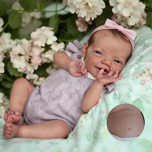 Vista 6 de Anano Muñecas de bebé Reborn de silicona de cuerpo completo, niña de 18 pulgadas, muñeca de bebé realista, muñecas de bebé de silicona completa