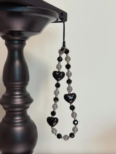 Vista 4 de Drawwind Correa con cuentas para teléfono con pulsera universal, cordón para teléfono celular lindo, pulsera de muñeca con cuentas, cadena de hilo