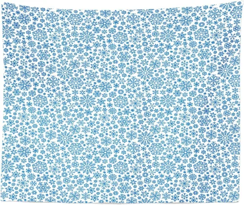 Vista 6 de Lunarable Snowflake Tapestry, Christmas Different Shapes Snowflakes Pattern Winter Frosty Arctic Print, Fabric Wall Hanging Decor for Bedroom Living