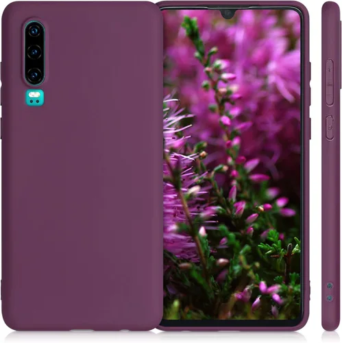 Vista 5 de kwmobile Funda compatible con Huawei P30 - Funda protectora de silicona TPU suave y delgada - Violeta burdeos