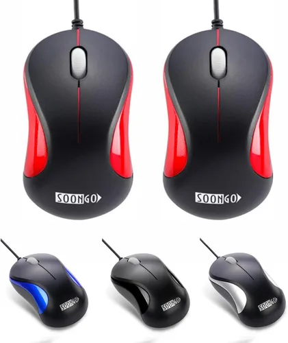 Vista 11 de SOONGO - Ratón óptico USB con cable para computadora portátil y uso doméstico, 2 unidades, compatible con computadoras portátiles, escritorio